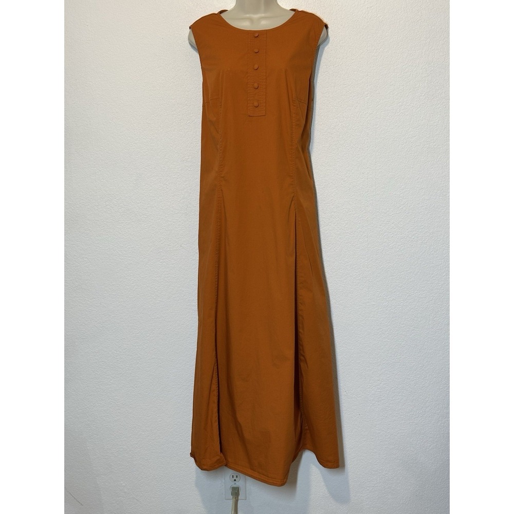 eShakti Womens Plus 2X 22 Burnt Orange Maxi Dress Sleeveless Pockets Full Skirt‎